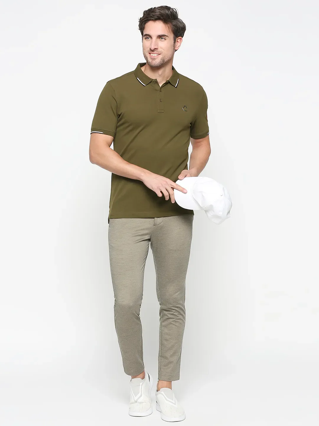 Olive Regular Fit Men's Polo T-shirt by Being Human Clothing - Image 6
