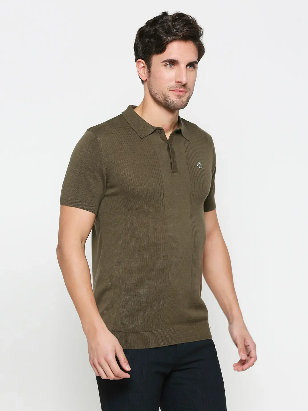 Green Regular Fit Men's Polo T-Shirt by Being Human Clothing - Image 3