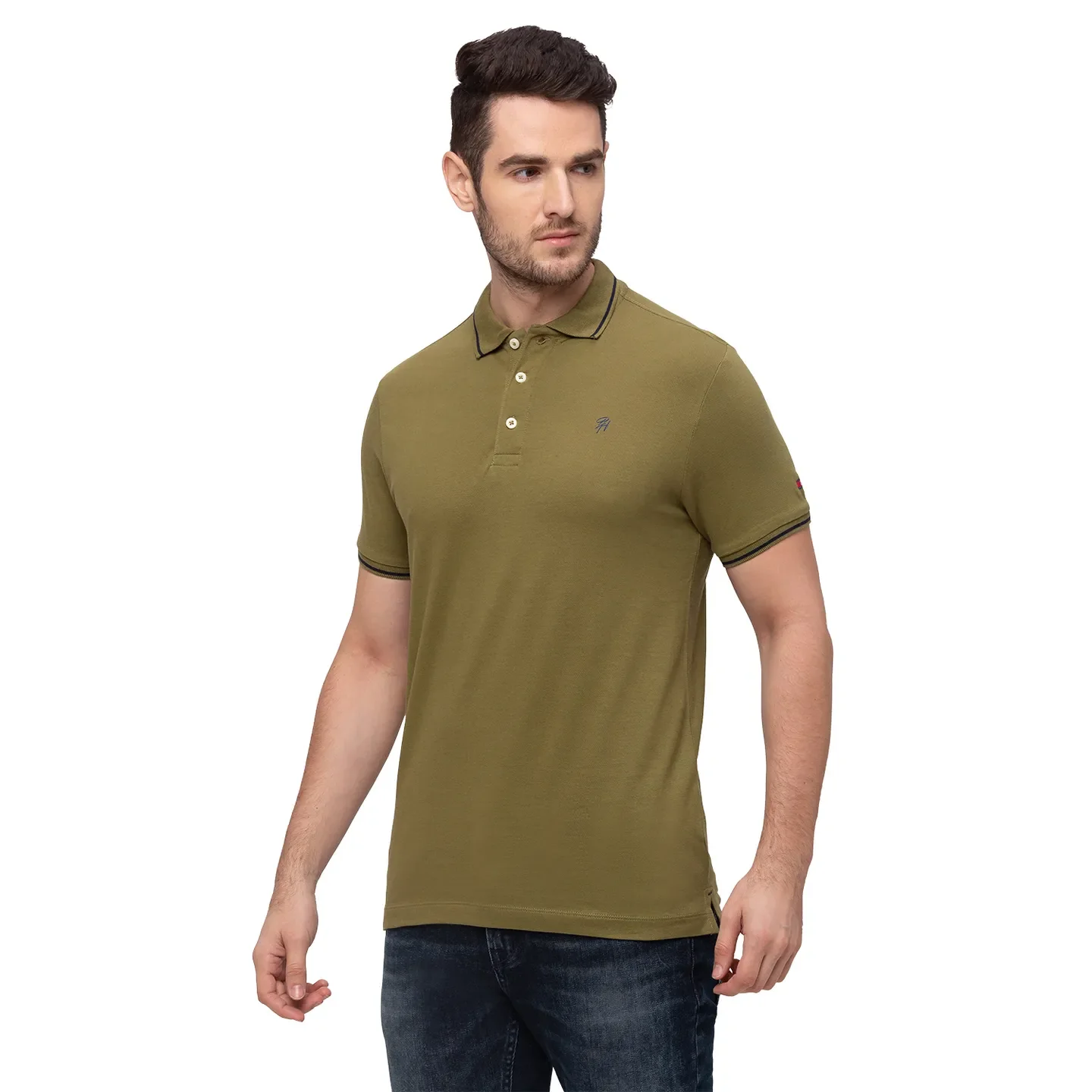 Green Regular Fit Men's Polo T-Shirt by Being Human Clothing - Image 2