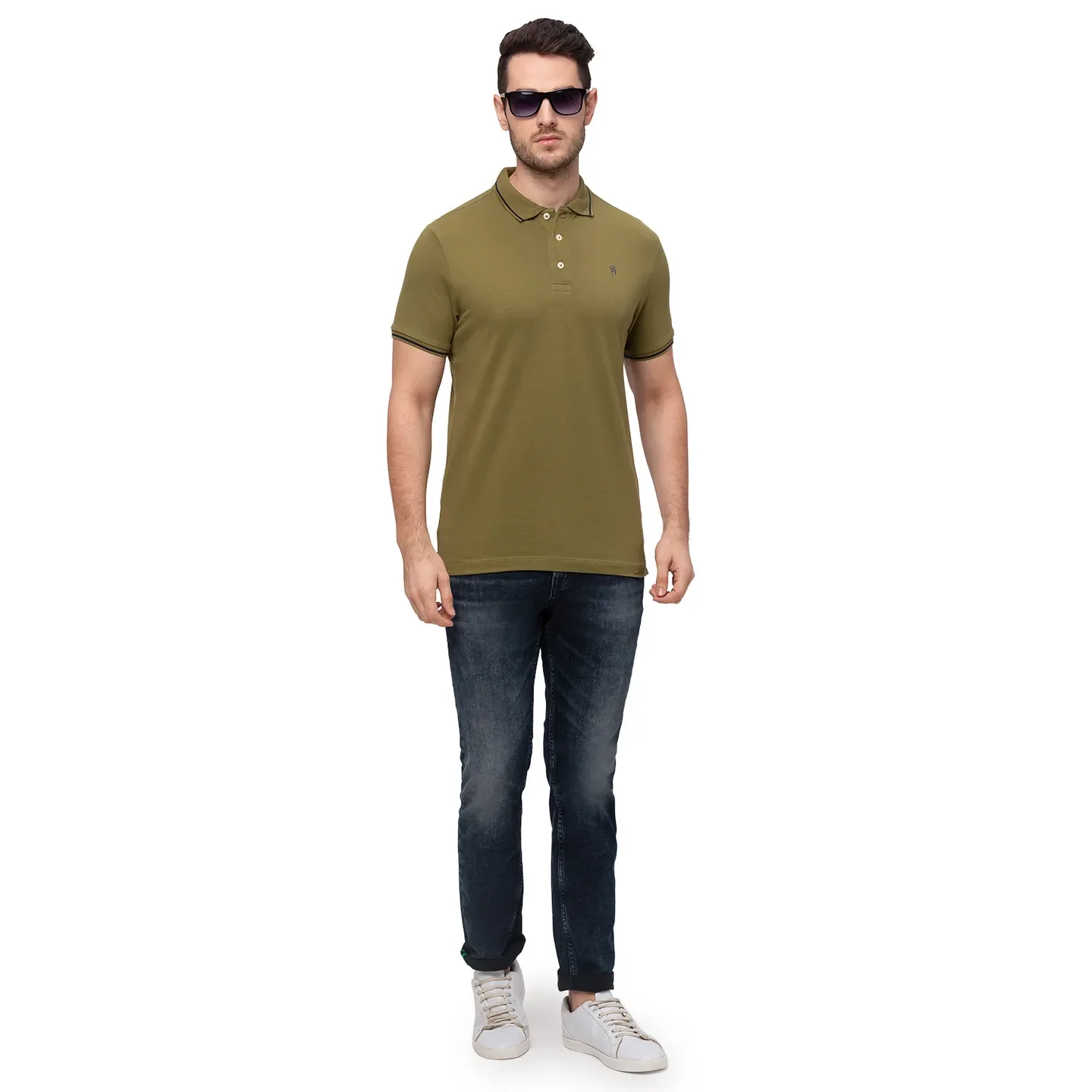 Green Regular Fit Men's Polo T-Shirt by Being Human Clothing - Image 5