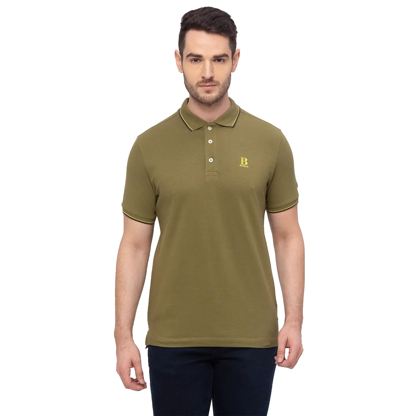 Green Regular Fit Men's Polo T-Shirt by Being Human Clothing