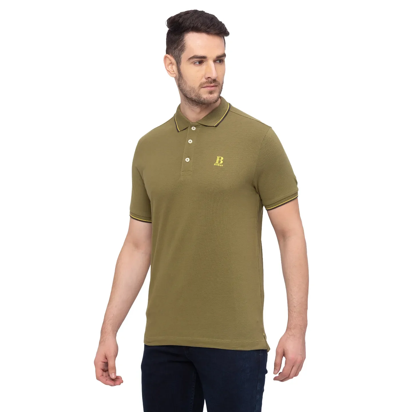 Green Regular Fit Men's Polo T-Shirt by Being Human Clothing - Image 2