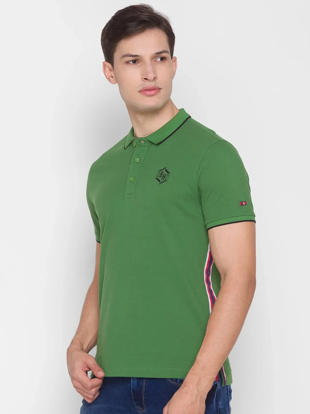 Green Regular Fit Men's Polo T-Shirt by Being Human Clothing - Image 2