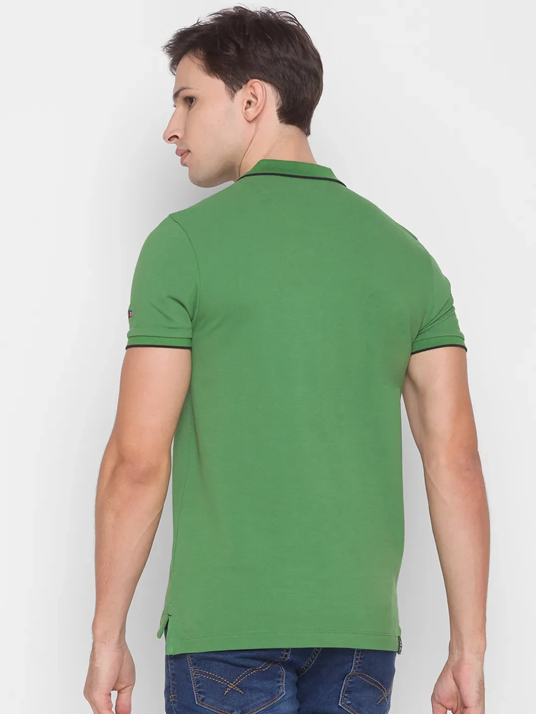 Green Regular Fit Men's Polo T-Shirt by Being Human Clothing - Image 3