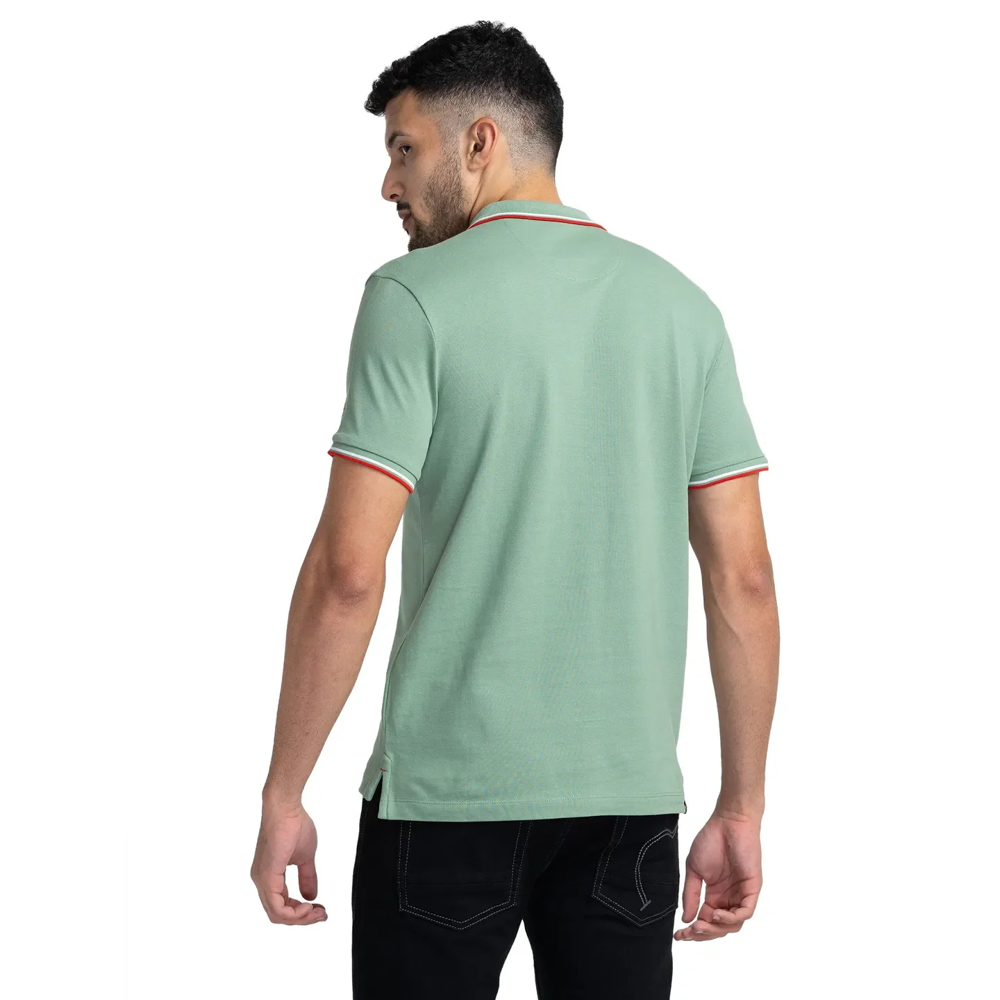 Green Regular Fit Men's Polo T-Shirt by Being Human Clothing - Image 3