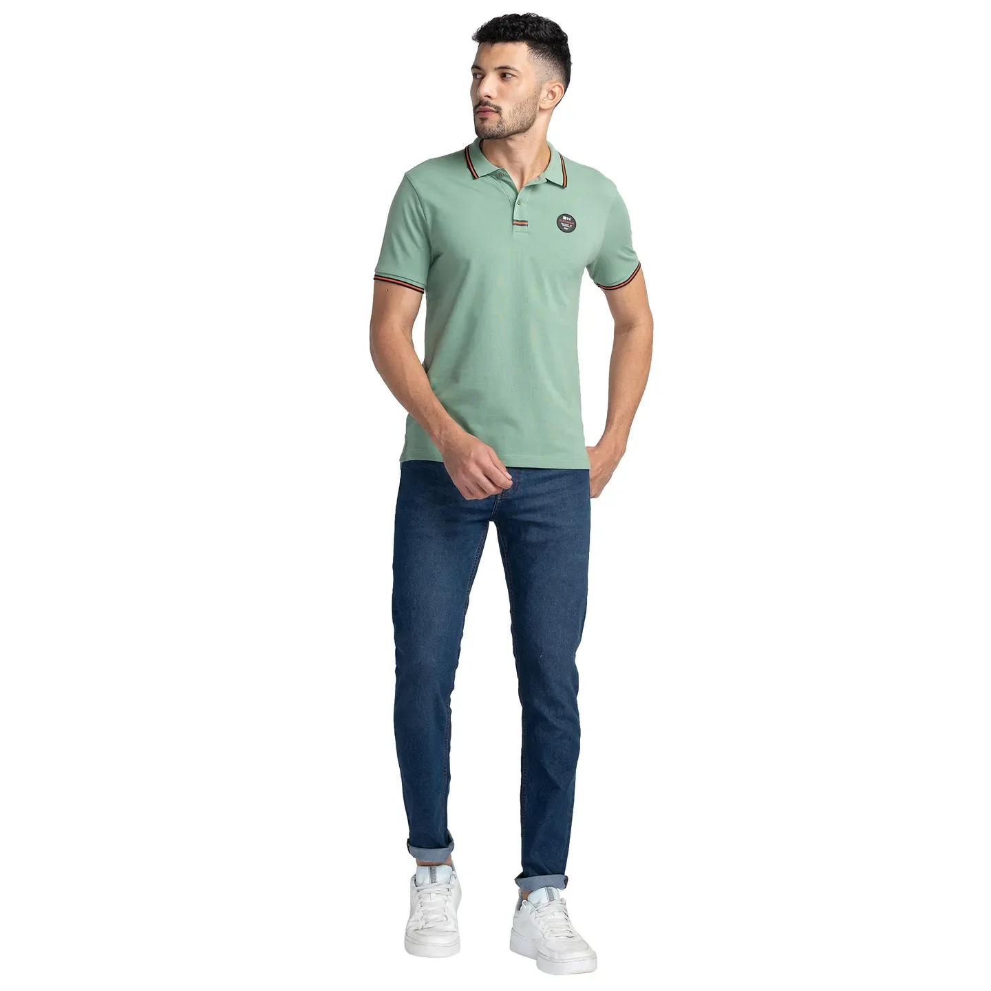 Green Regular Fit Men's Polo T-Shirt by Being Human Clothing - Image 2