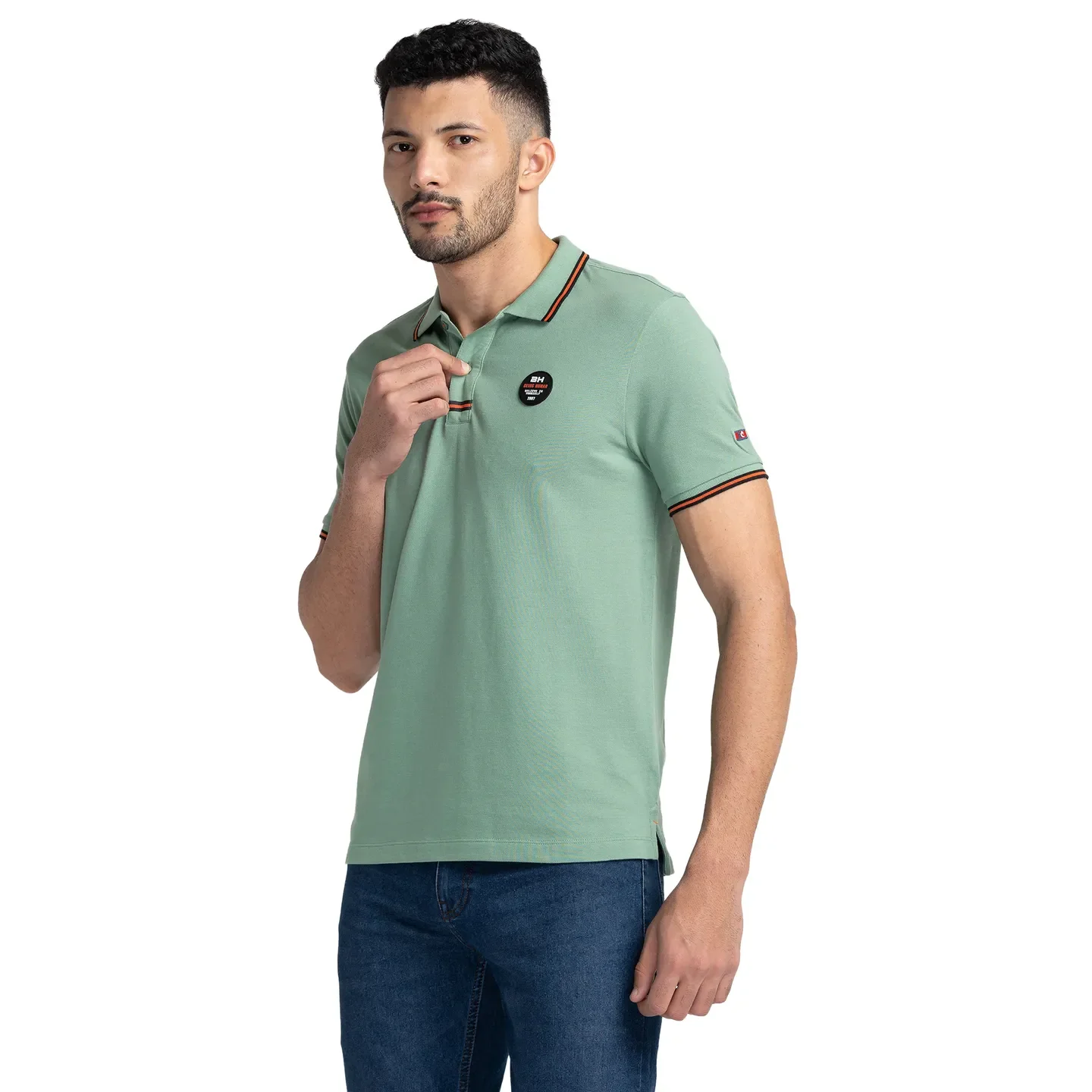 Green Regular Fit Men's Polo T-Shirt by Being Human Clothing - Image 4