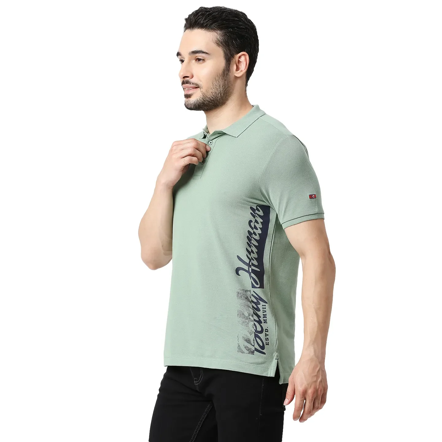 Green Regular Fit Men's Polo T-Shirt by Being Human Clothing - Image 2