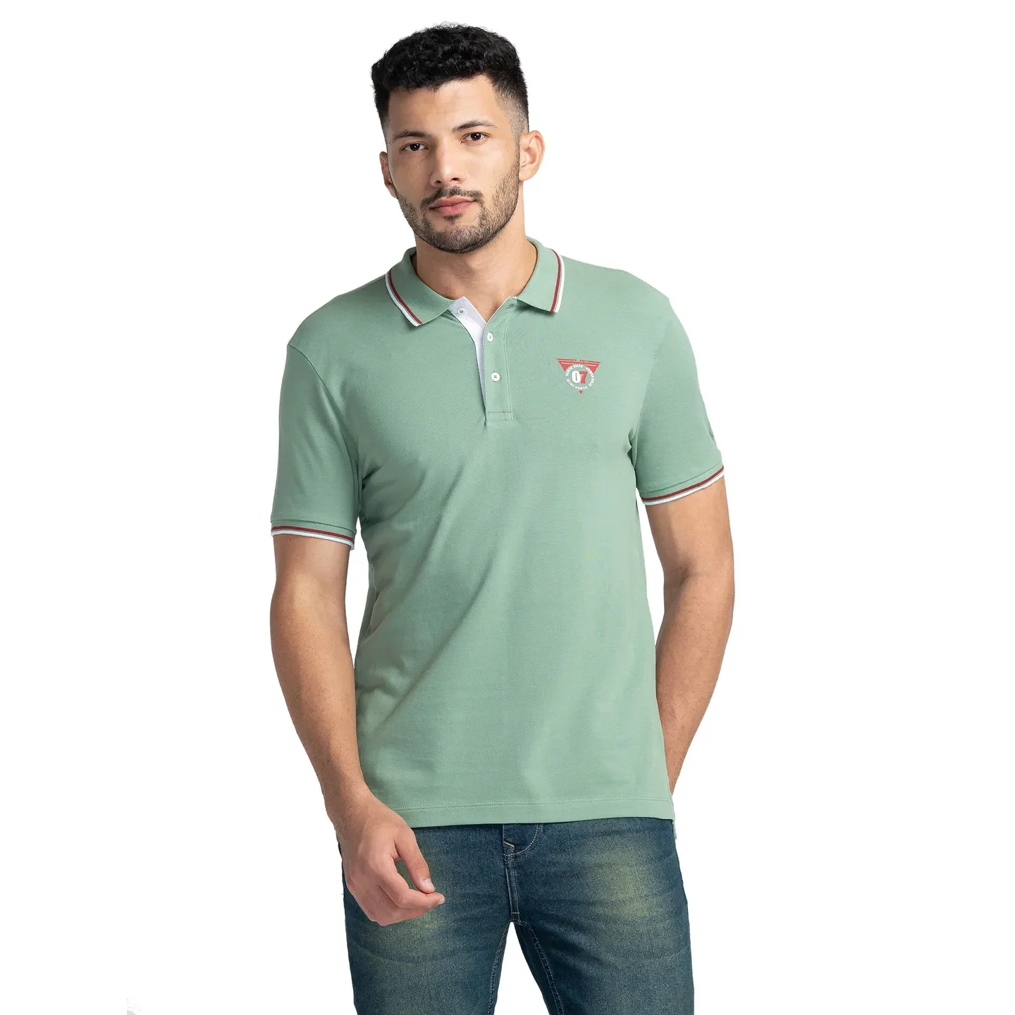 Green Regular Fit Men's Polo T-Shirt by Being Human Clothing