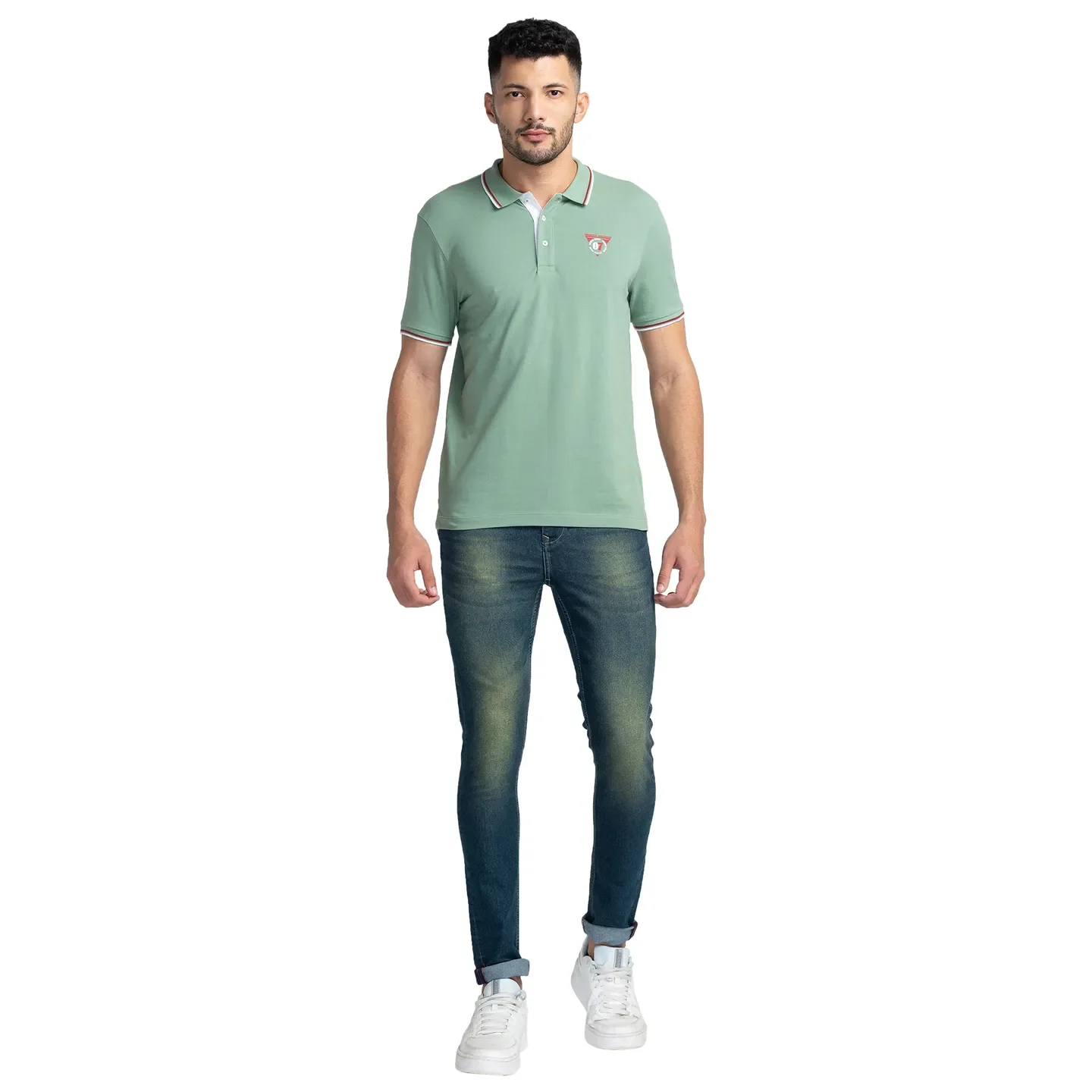 Green Regular Fit Men's Polo T-Shirt by Being Human Clothing - Image 2