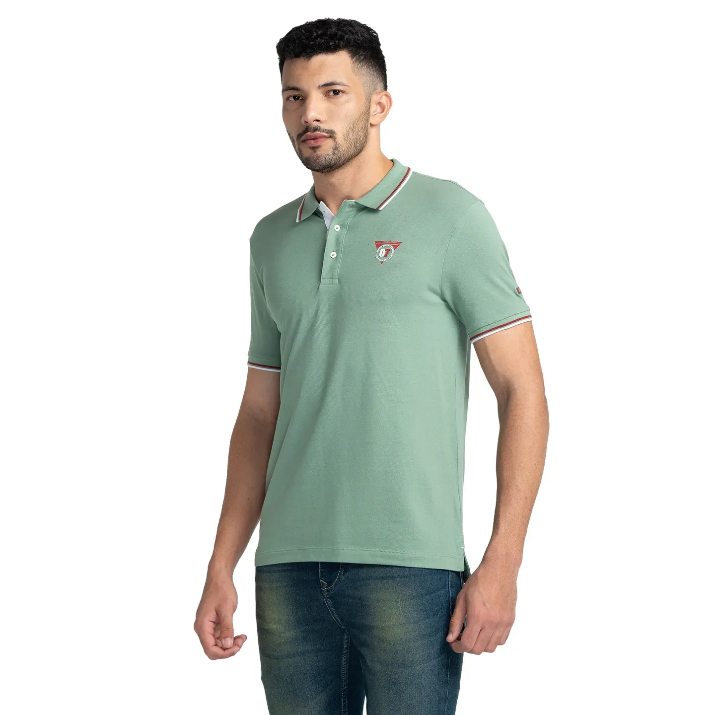 Green Regular Fit Men's Polo T-Shirt by Being Human Clothing - Image 4