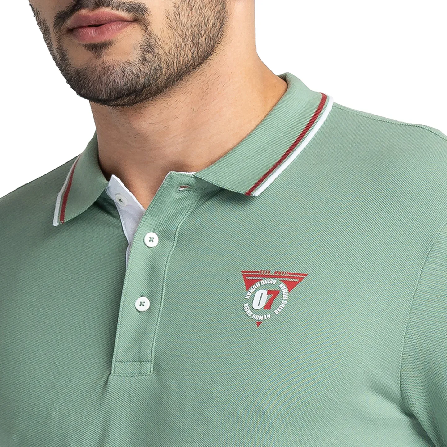 Green Regular Fit Men's Polo T-Shirt by Being Human Clothing - Image 5