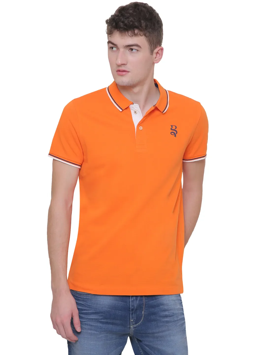 Orange Regular Fit Men's Polo T-Shirt by Being Human Clothing