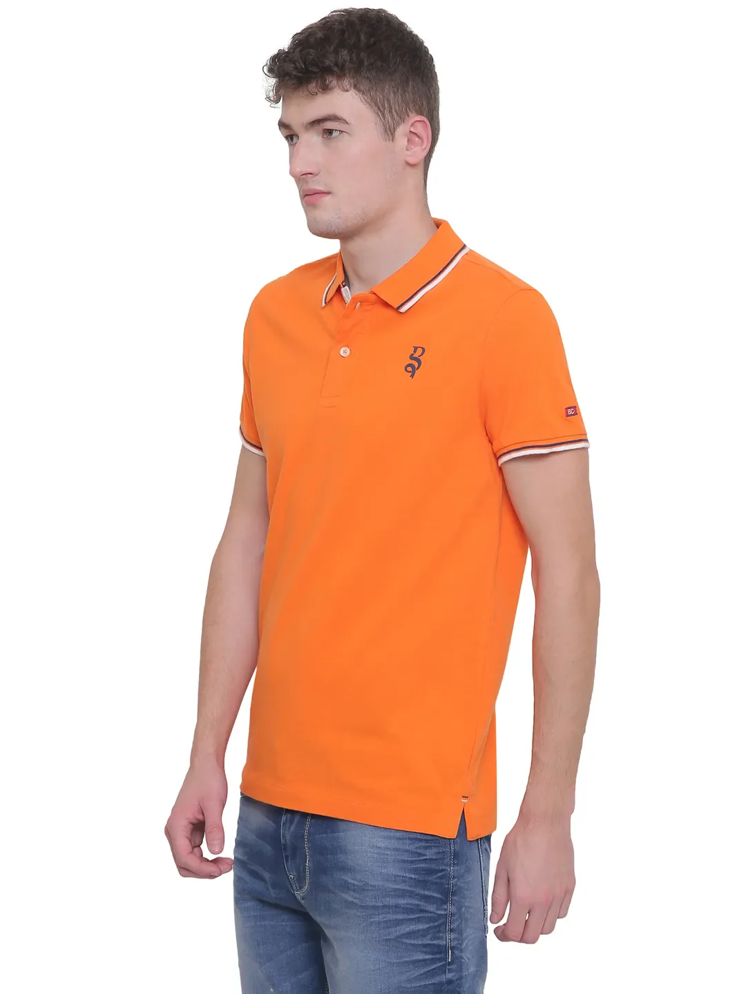 Orange Regular Fit Men's Polo T-Shirt by Being Human Clothing - Image 2
