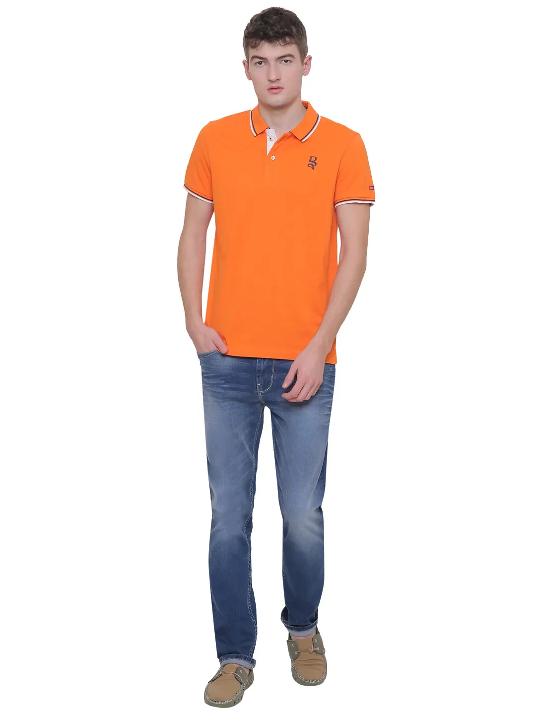 Orange Regular Fit Men's Polo T-Shirt by Being Human Clothing - Image 5