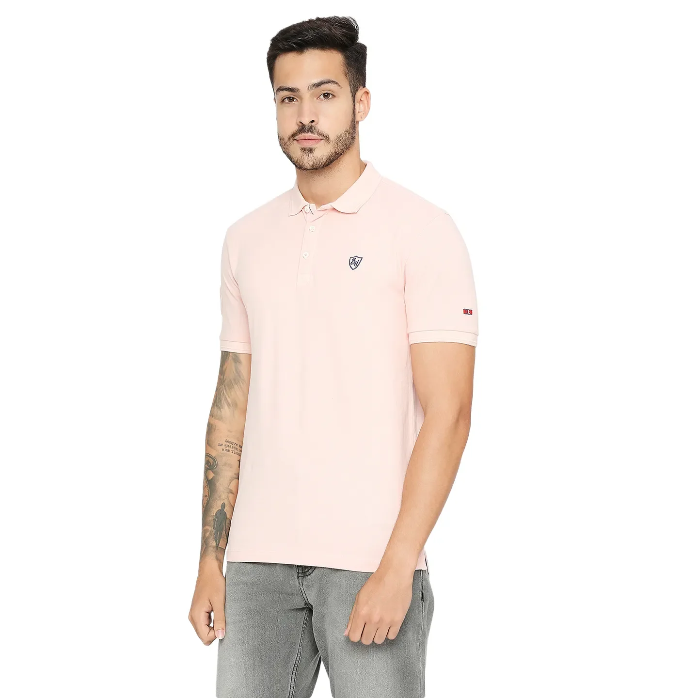 Pink Regular Fit Men's Polo T-shirt by Being Human Clothing - Image 2