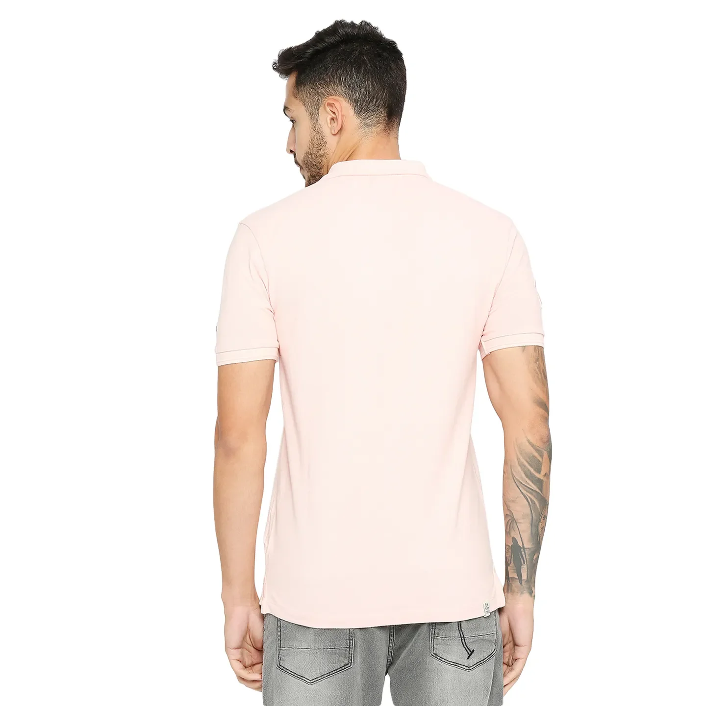 Pink Regular Fit Men's Polo T-shirt by Being Human Clothing - Image 4