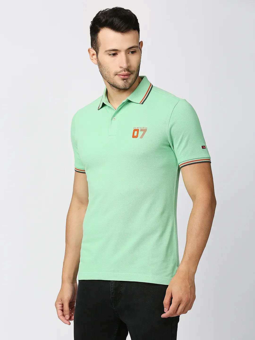 Green Regular Fit Men's Polo T-Shirt by Being Human Clothing - Image 2