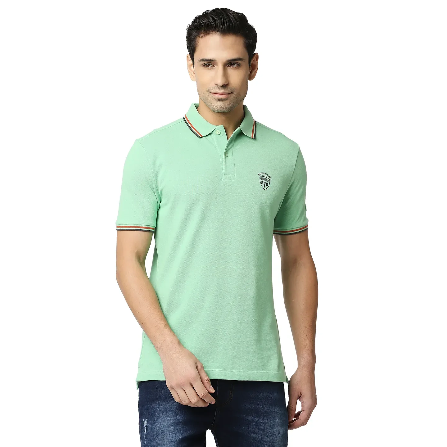 Green Regular Fit Men's Polo T-Shirt by Being Human Clothing