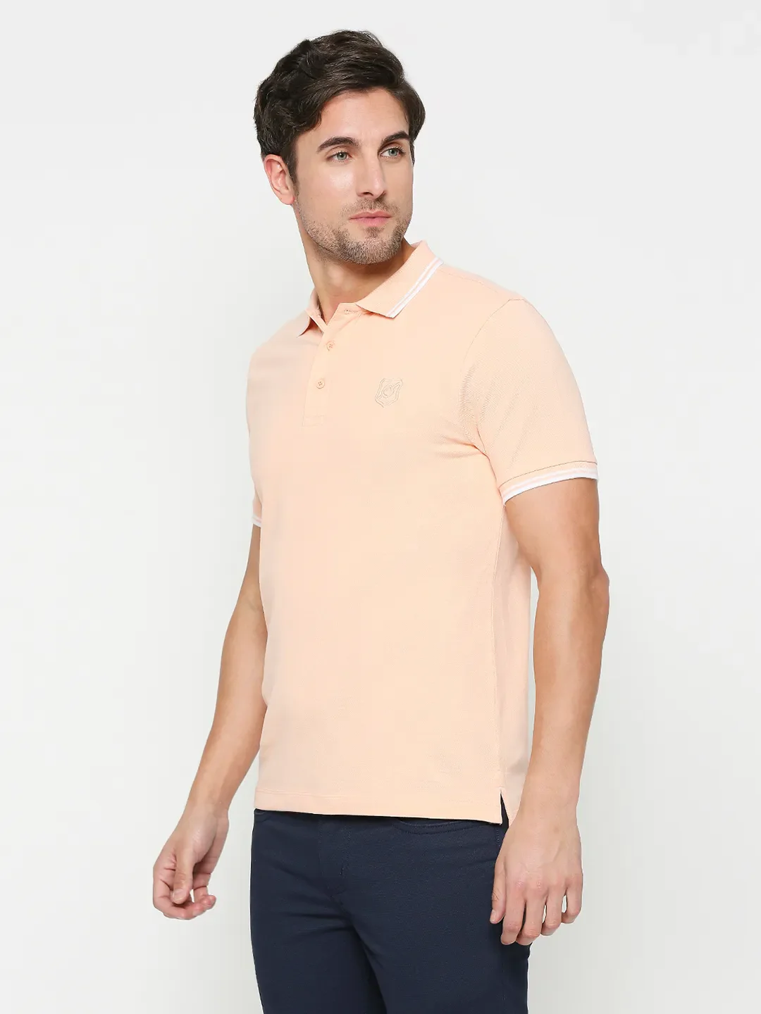 Peach Regular Fit Men's Polo T-Shirt by Being Human Clothing - Image 2
