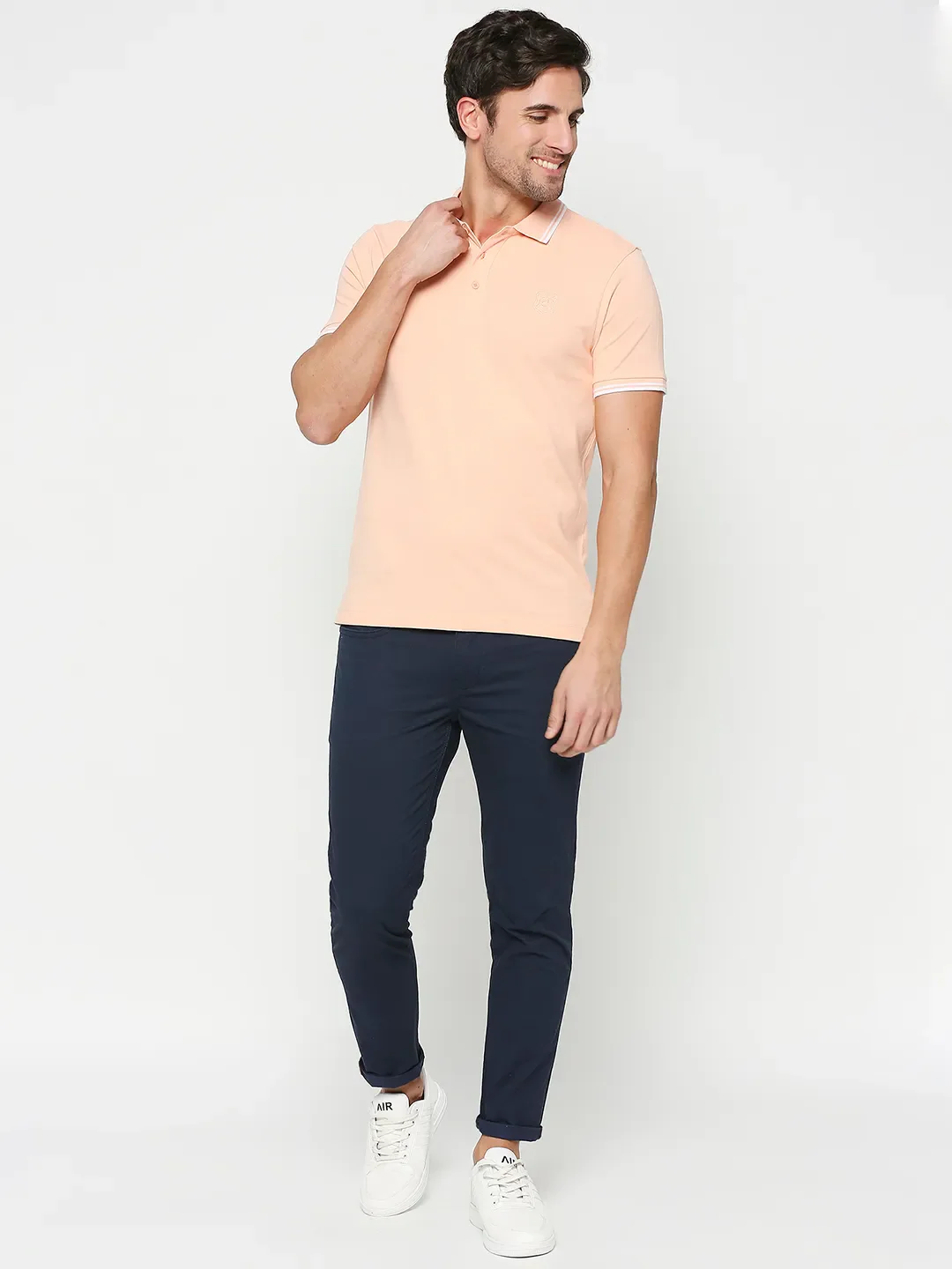 Peach Regular Fit Men's Polo T-Shirt by Being Human Clothing - Image 6