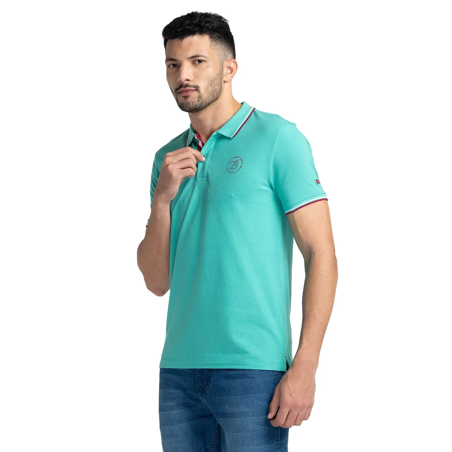 Pool Green Regular Fit Men's Polo T-Shirt by Being Human Clothing - Image 4