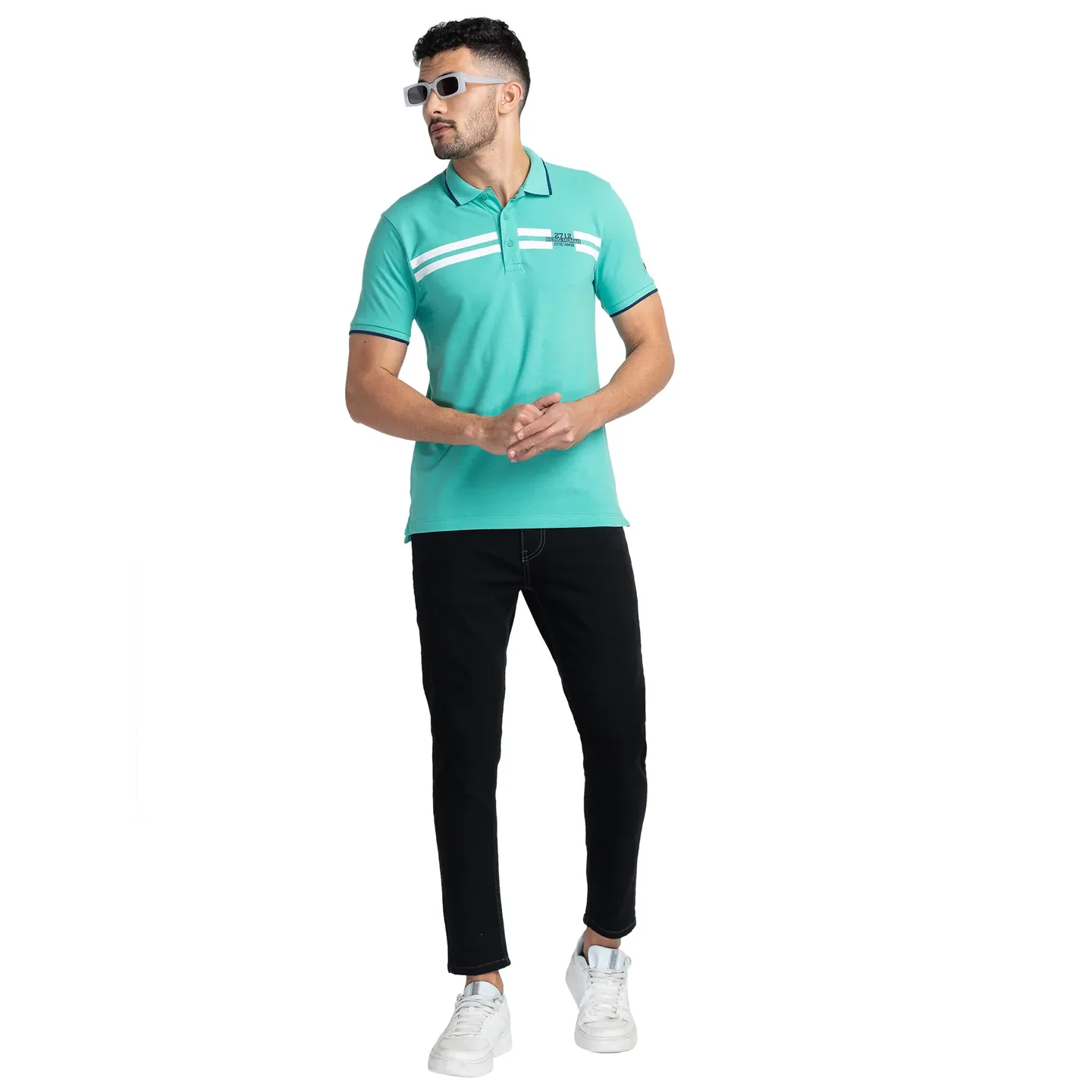 Green Regular Fit Men's Polo T-Shirt by Being Human Clothing - Image 6