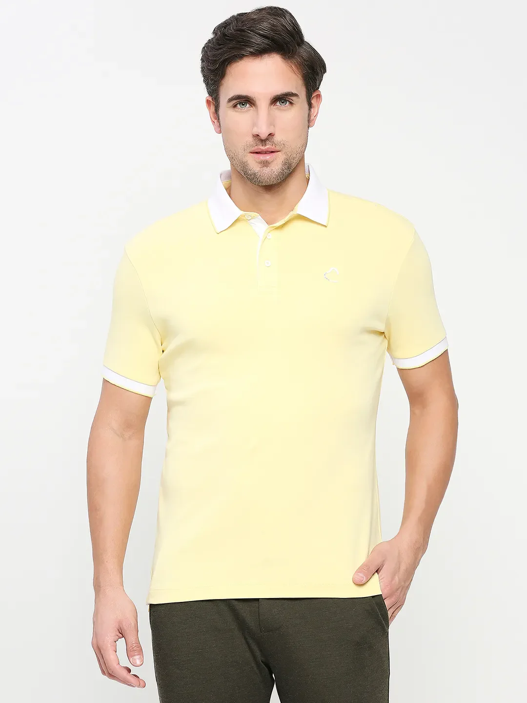 White Regular Fit Men's Polo T-Shirt by Being Human Clothing
