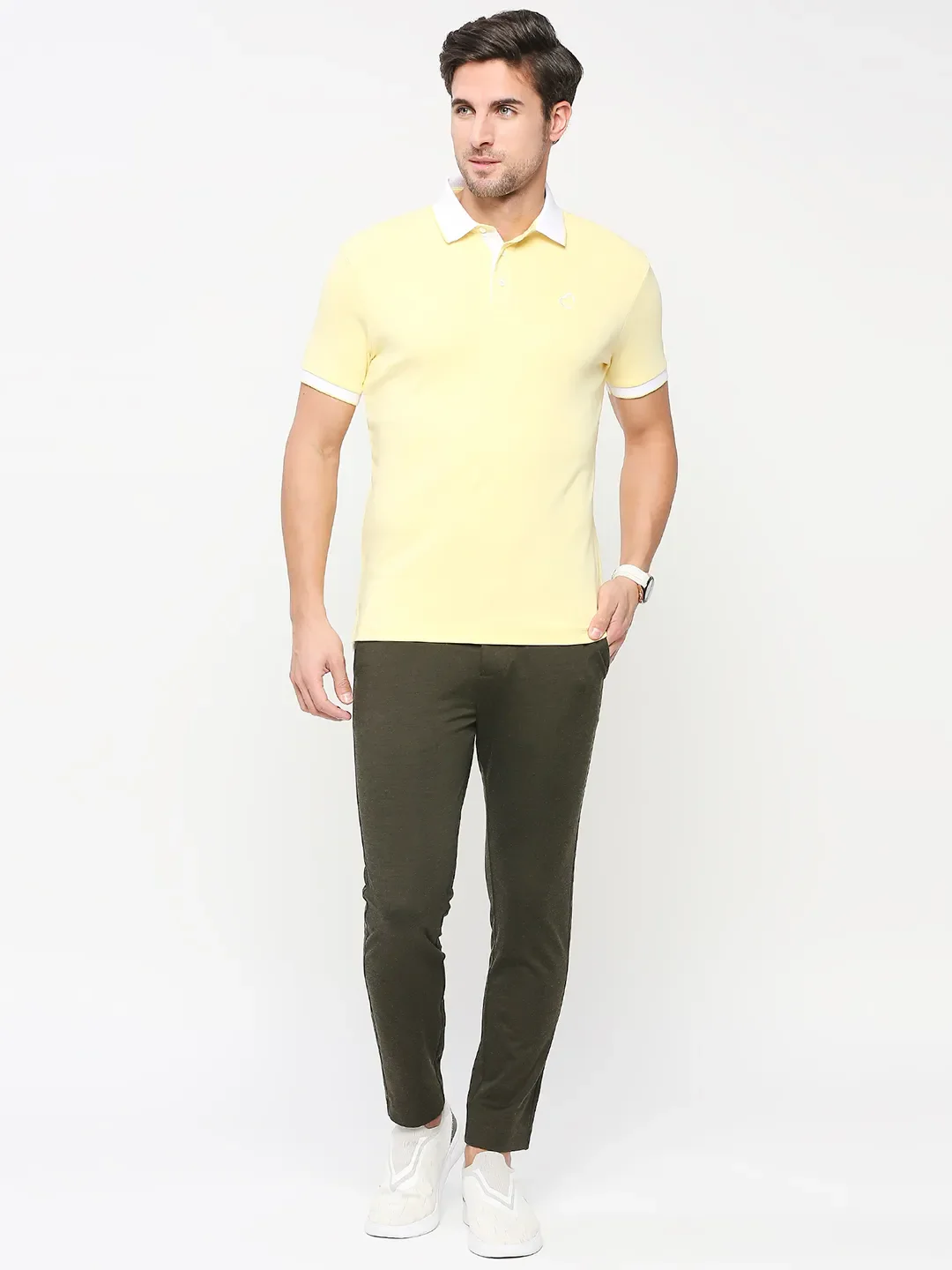 White Regular Fit Men's Polo T-Shirt by Being Human Clothing - Image 6