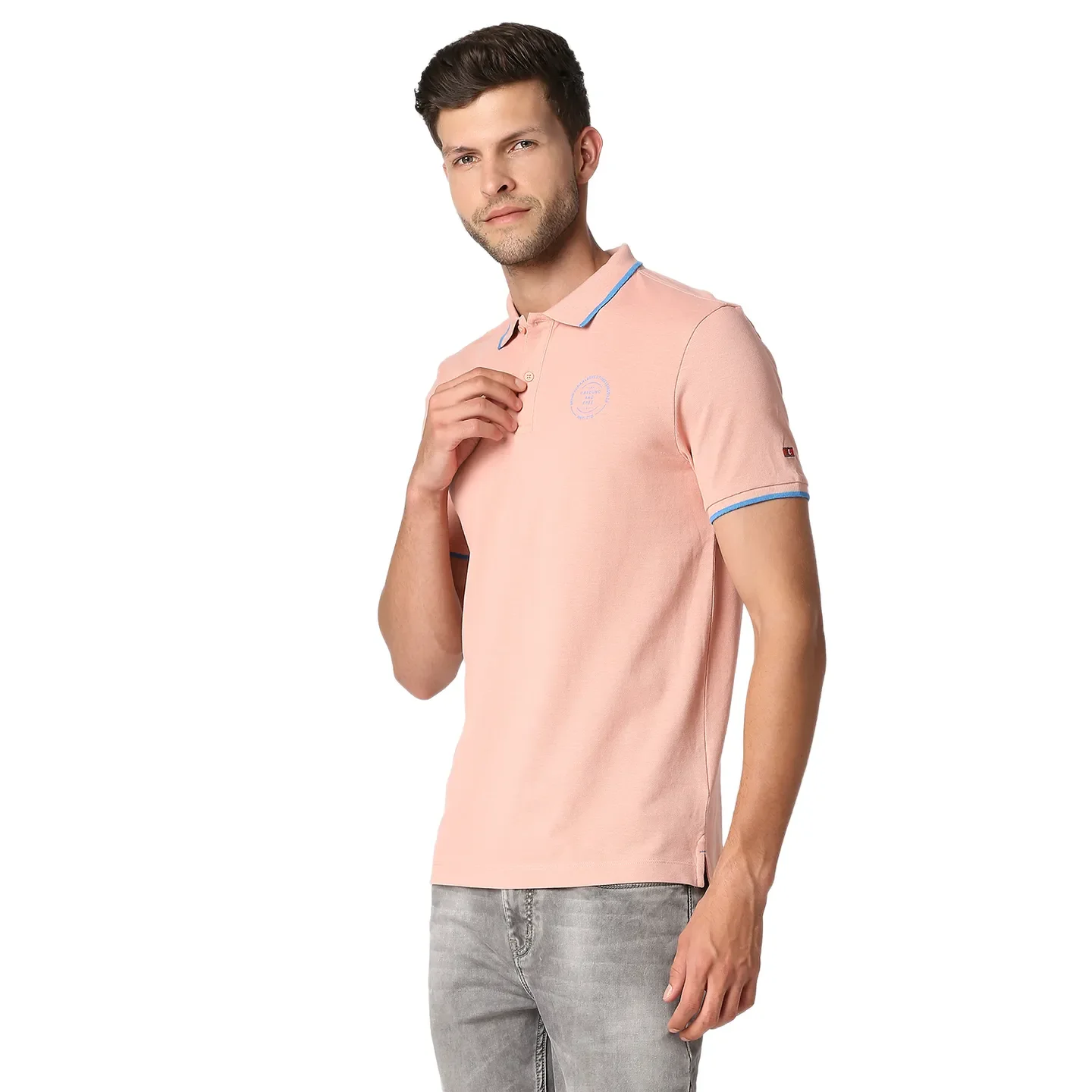 Pink Regular Fit Men's Polo T-Shirt by Being Human Clothing - Image 2