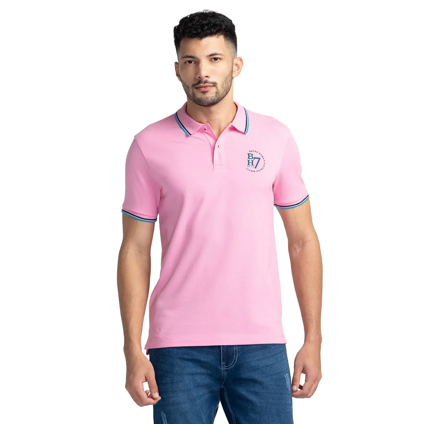 Prism Pink Regular Fit Men's Polo T-Shirt by Being Human Clothing