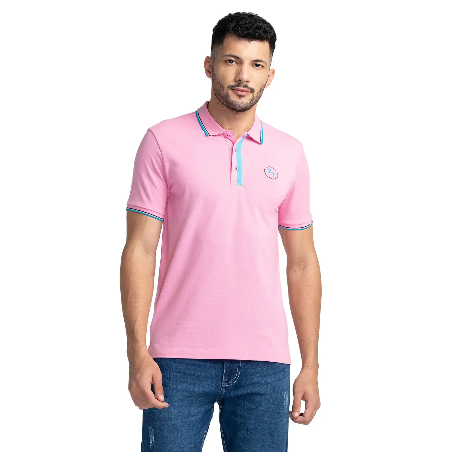 Pink Regular Fit Men's Polo T-Shirt by Being Human Clothing