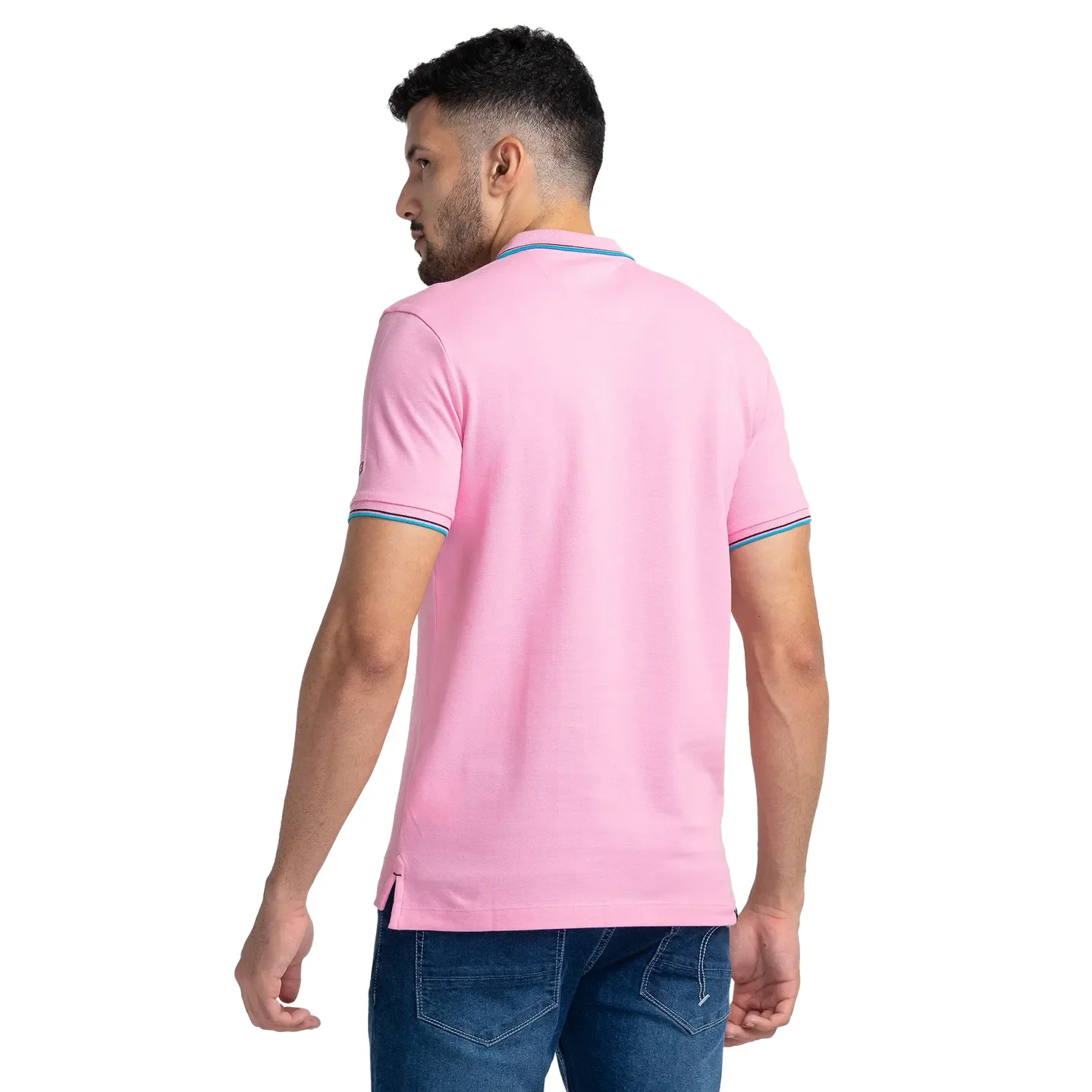 Pink Regular Fit Men's Polo T-Shirt by Being Human Clothing - Image 3