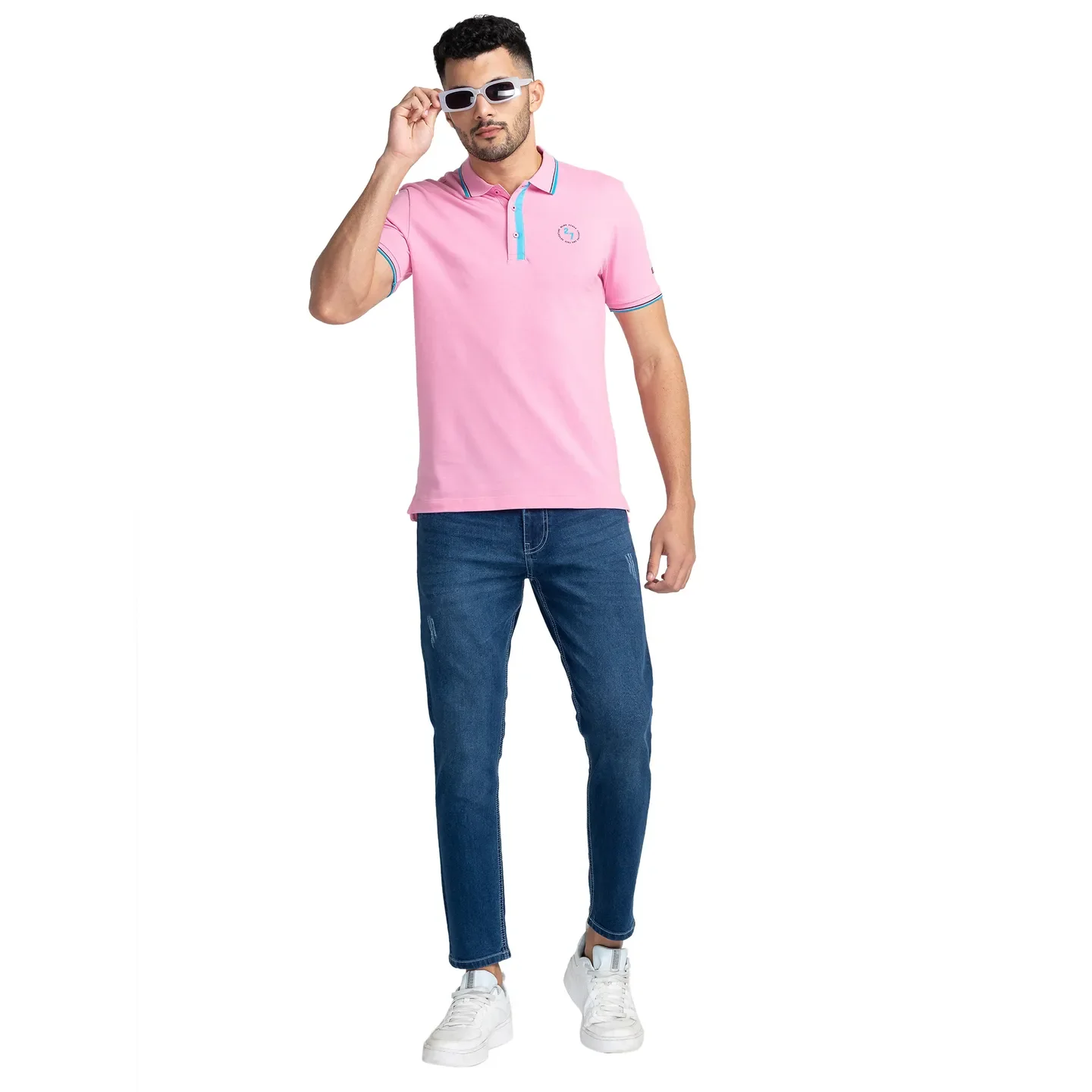 Pink Regular Fit Men's Polo T-Shirt by Being Human Clothing - Image 6