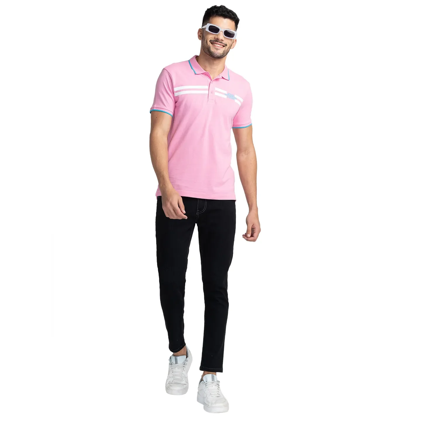 Pink Regular Fit Men's Polo T-Shirt by Being Human Clothing - Image 6