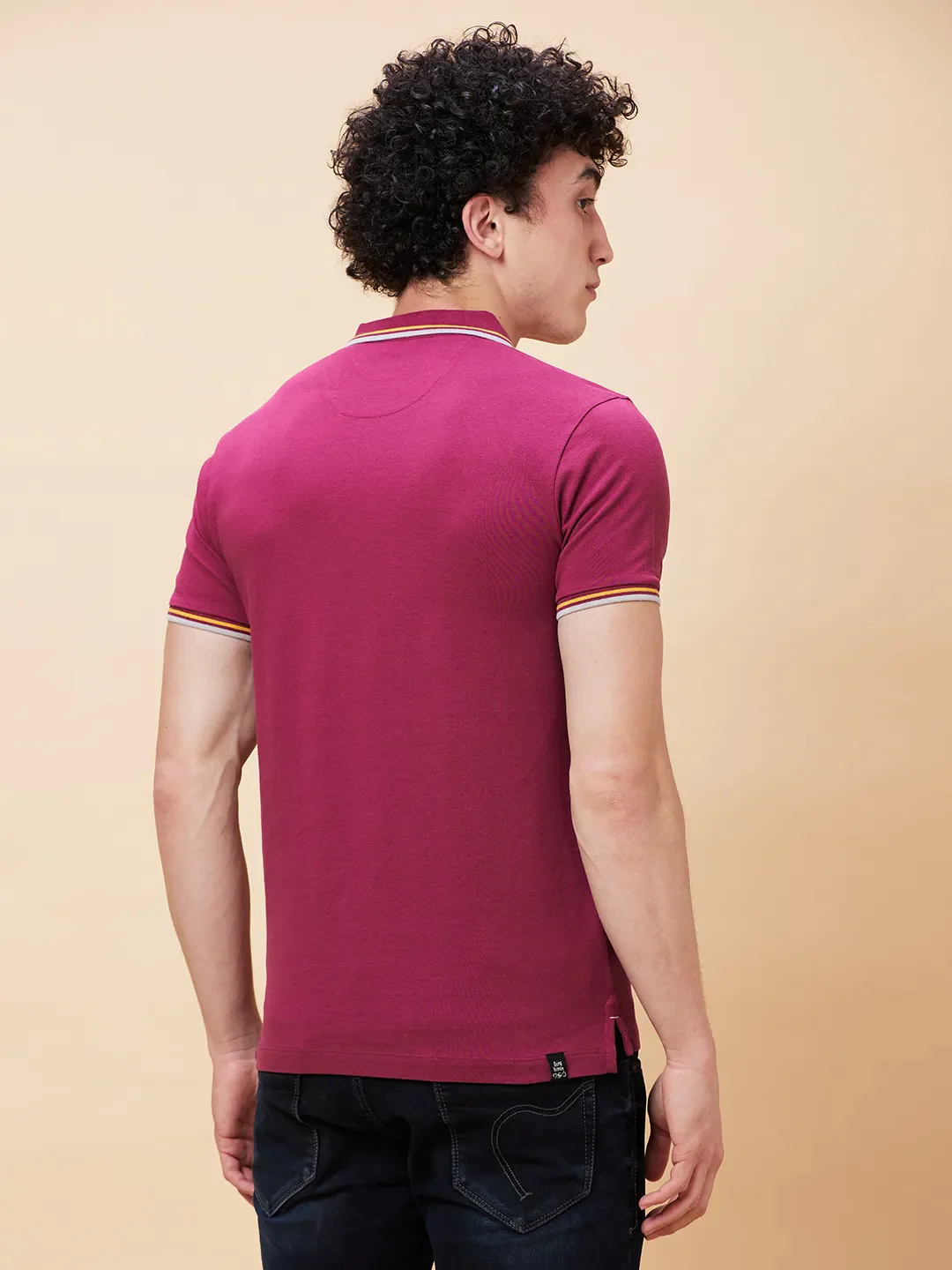 Purple Regular Fit Men's Polo T-Shirt by Being Human Clothing - Image 4