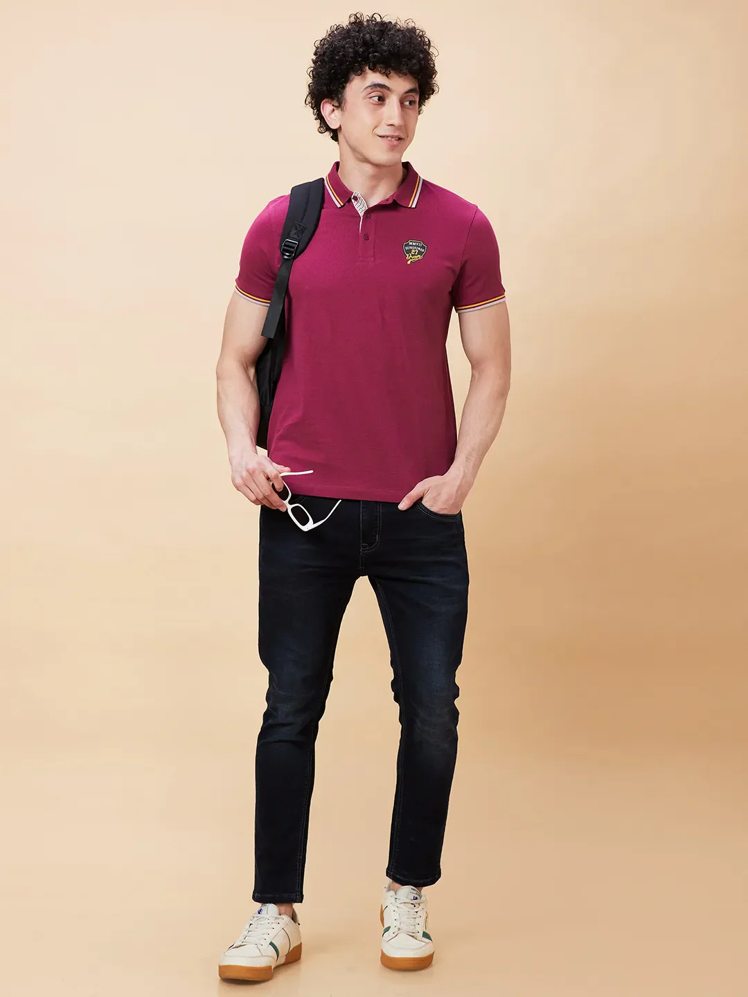 Purple Regular Fit Men's Polo T-Shirt by Being Human Clothing - Image 6
