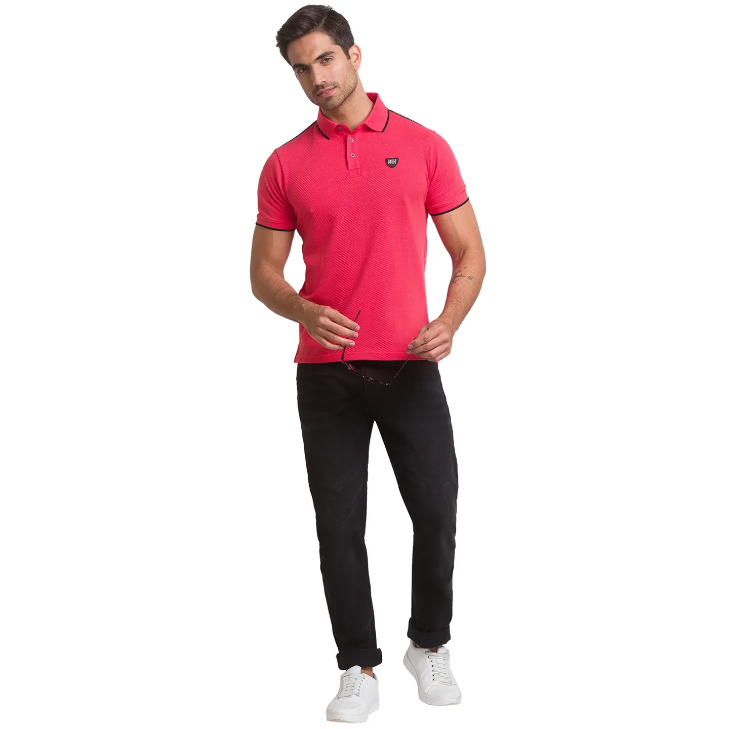 Red Regular Fit Men's Polo T-Shirt by Being Human Clothing - Image 2