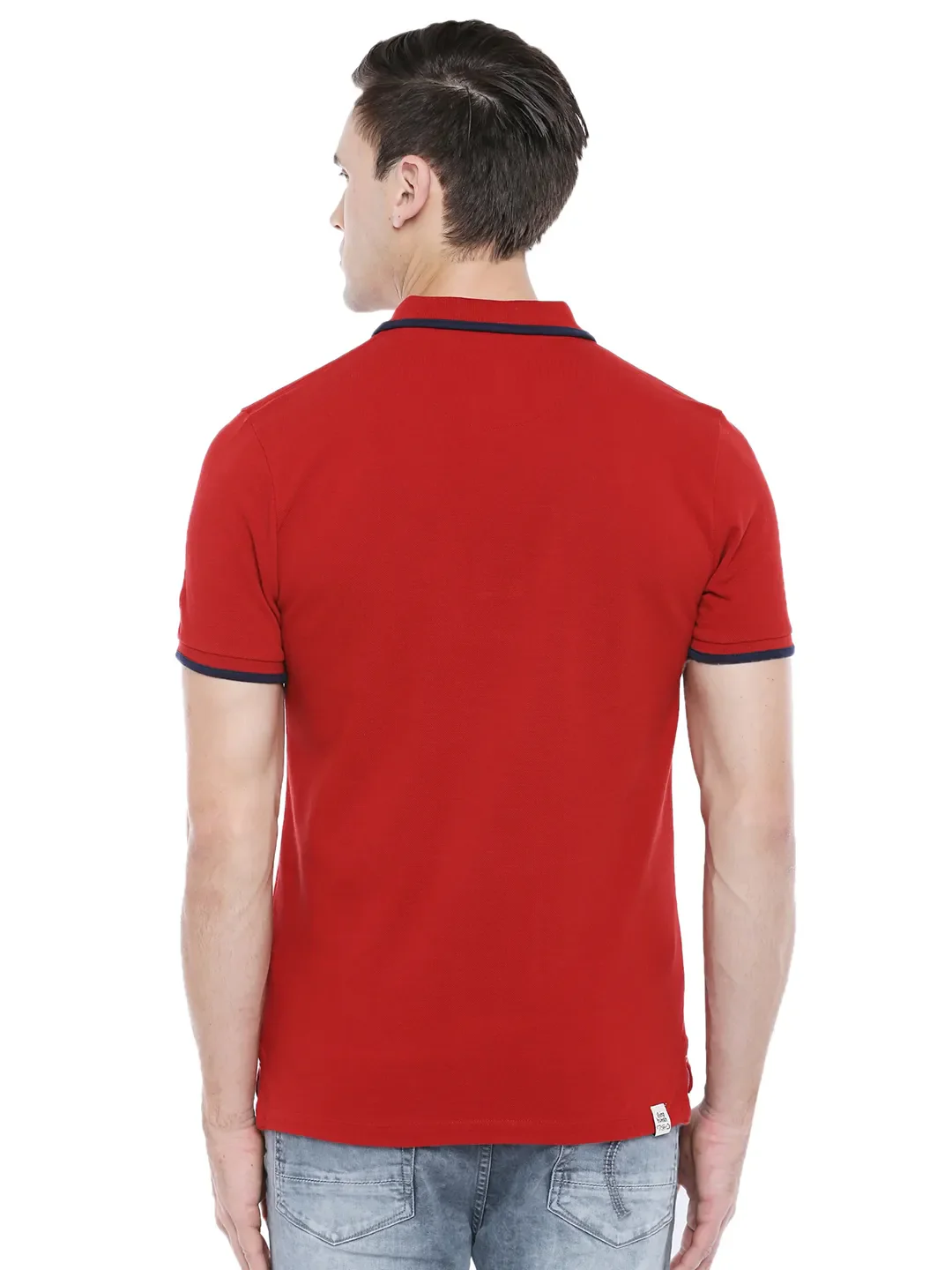 Red Regular Fit Men's Polo T-Shirt by Being Human Clothing - Image 4