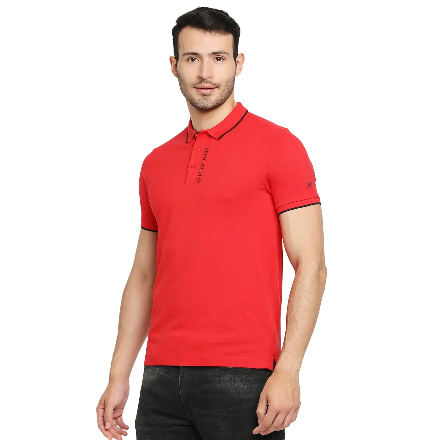 Red Regular Fit Men's Polo T-Shirt by Being Human Clothing - Image 2