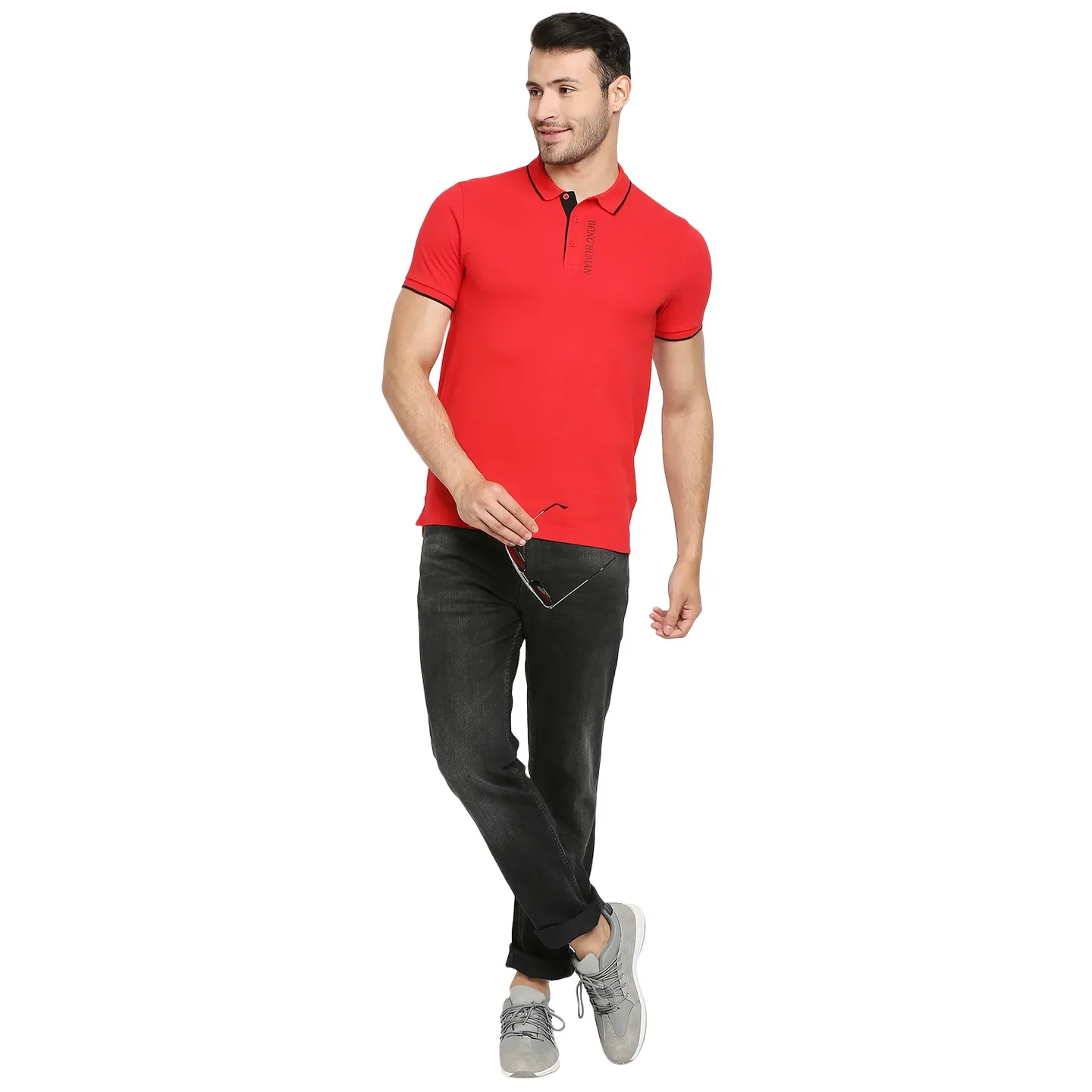 Red Regular Fit Men's Polo T-Shirt by Being Human Clothing - Image 6