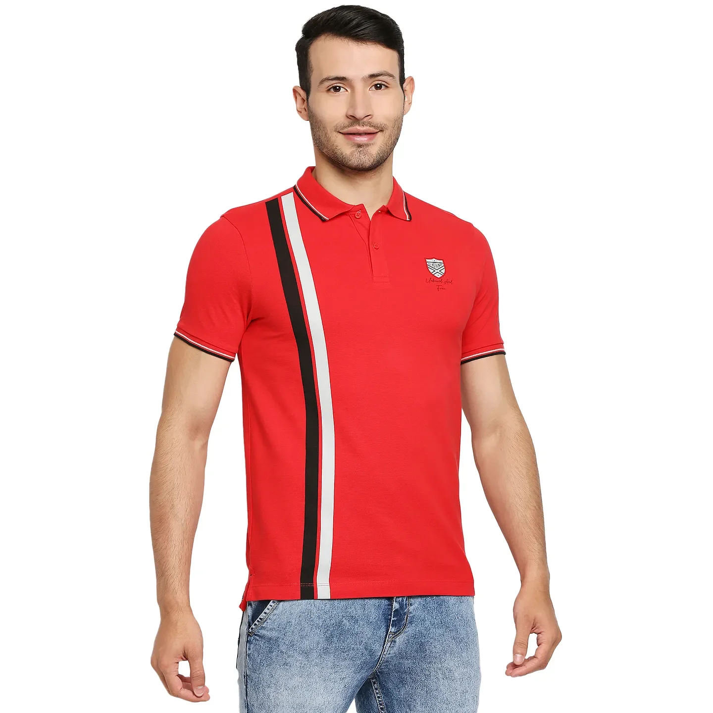 Red Regular Fit Men's Polo T-Shirt by Being Human Clothing - Image 3