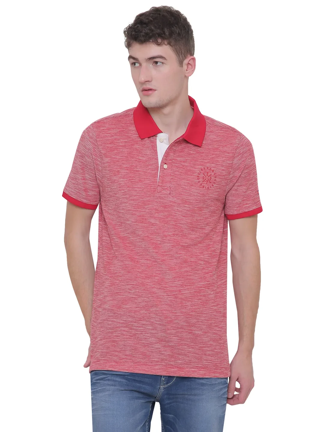 Red Regular Fit Men's Polo T-Shirt by Being Human Clothing