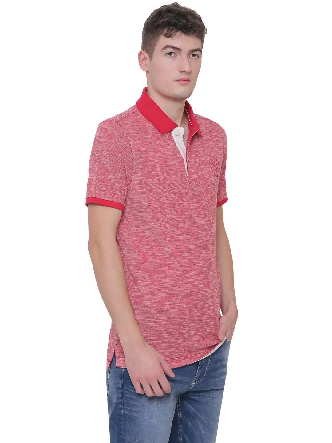 Red Regular Fit Men's Polo T-Shirt by Being Human Clothing - Image 4