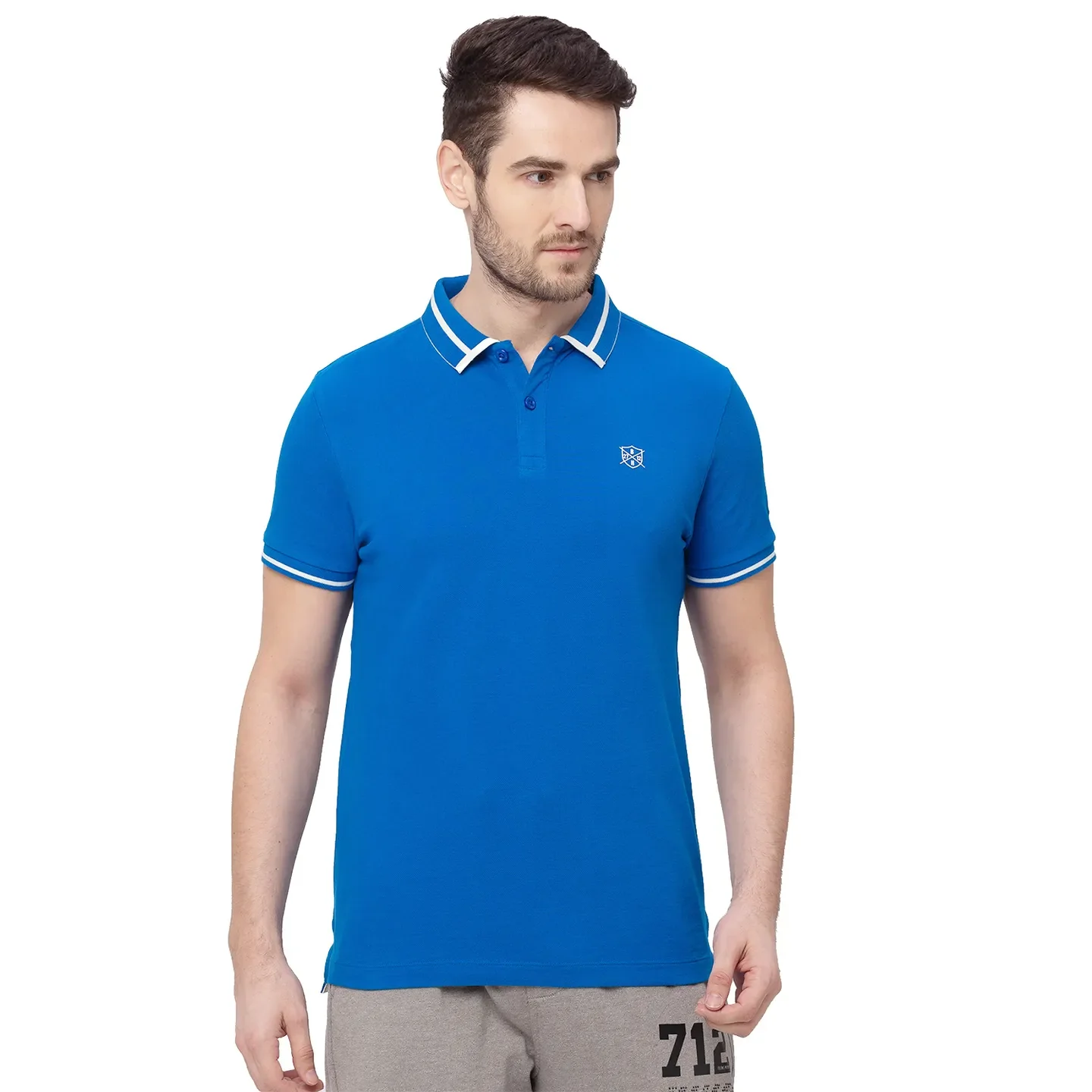 Blue Regular Fit Men's Polo T-Shirt by Being Human Clothing