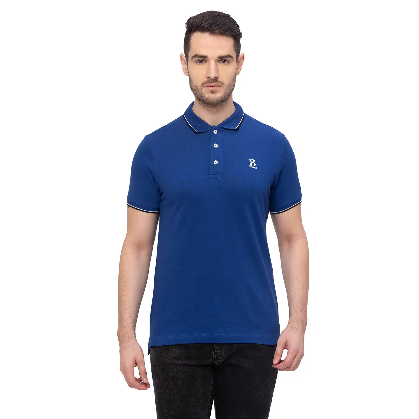 Royal Blue Regular Fit Men's Polo T-Shirt by Being Human Clothing