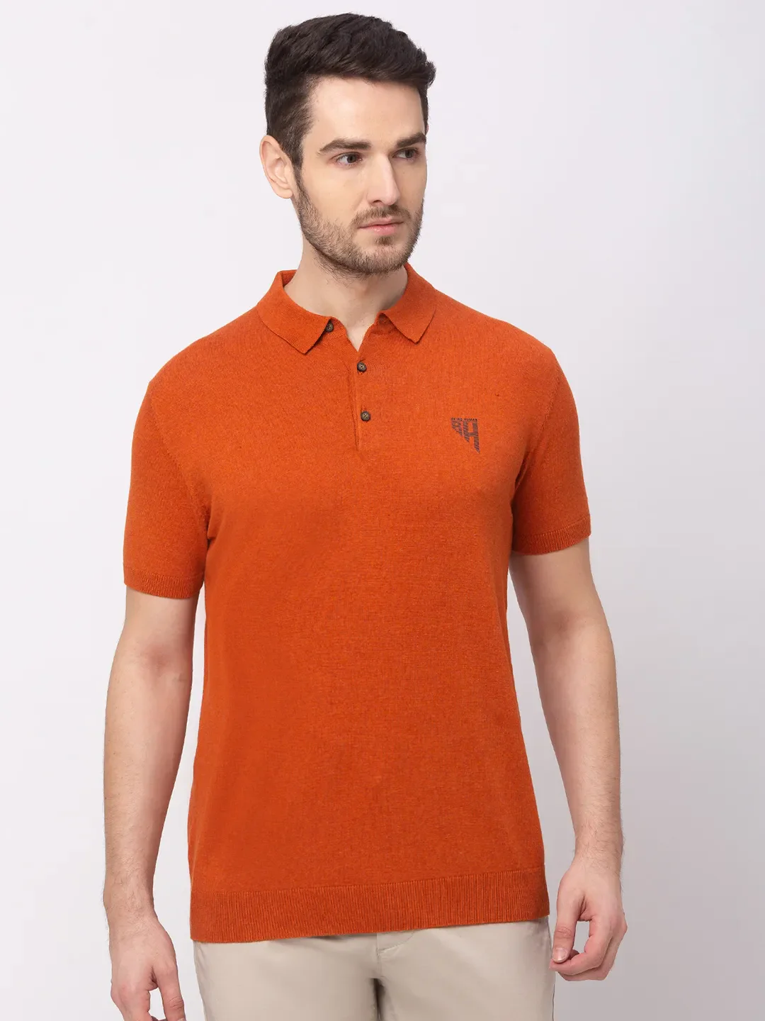 Brown Regular Fit Men's Polo T-Shirt by Being Human Clothing
