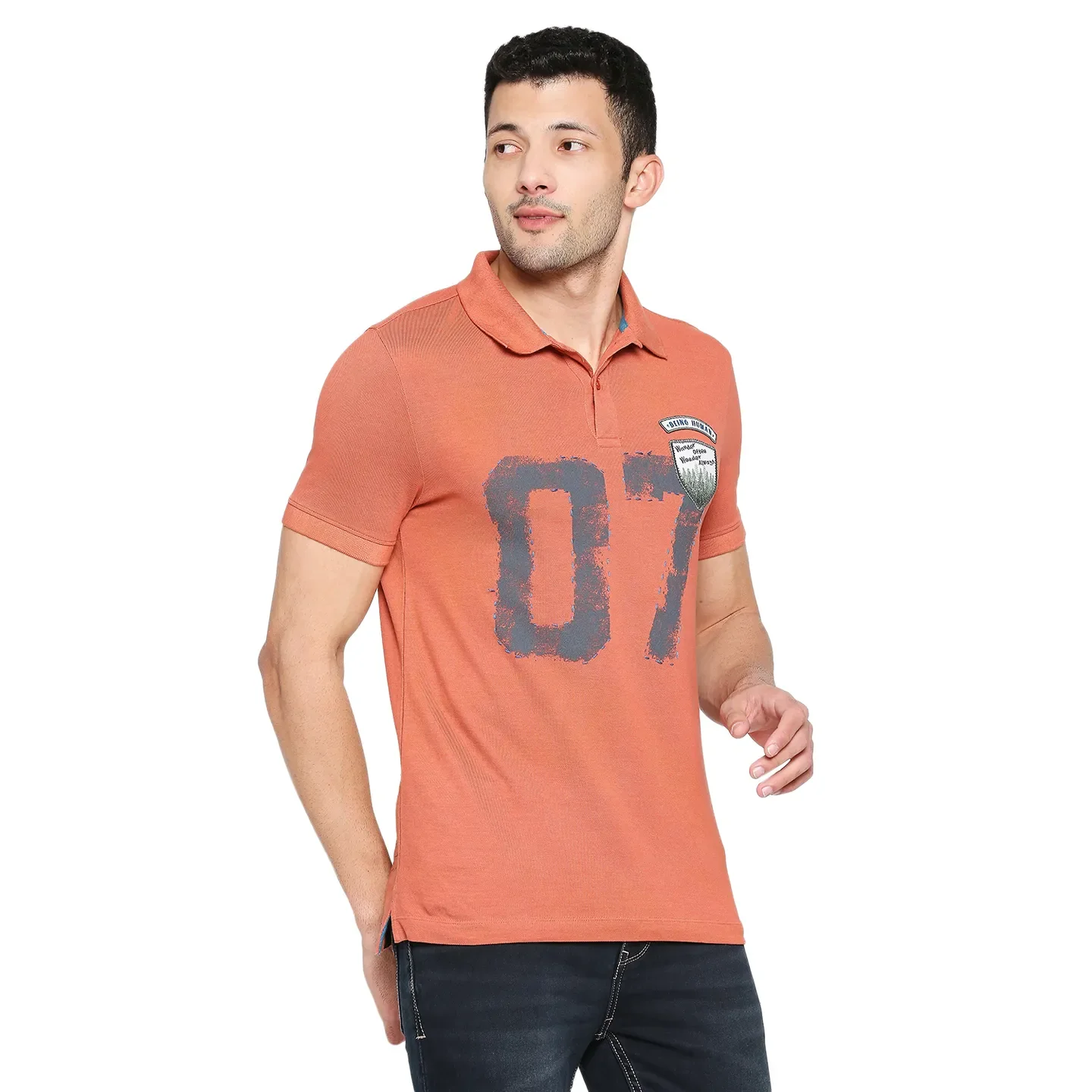 Orange Regular Fit Men's Polo T-Shirt by Being Human Clothing - Image 3