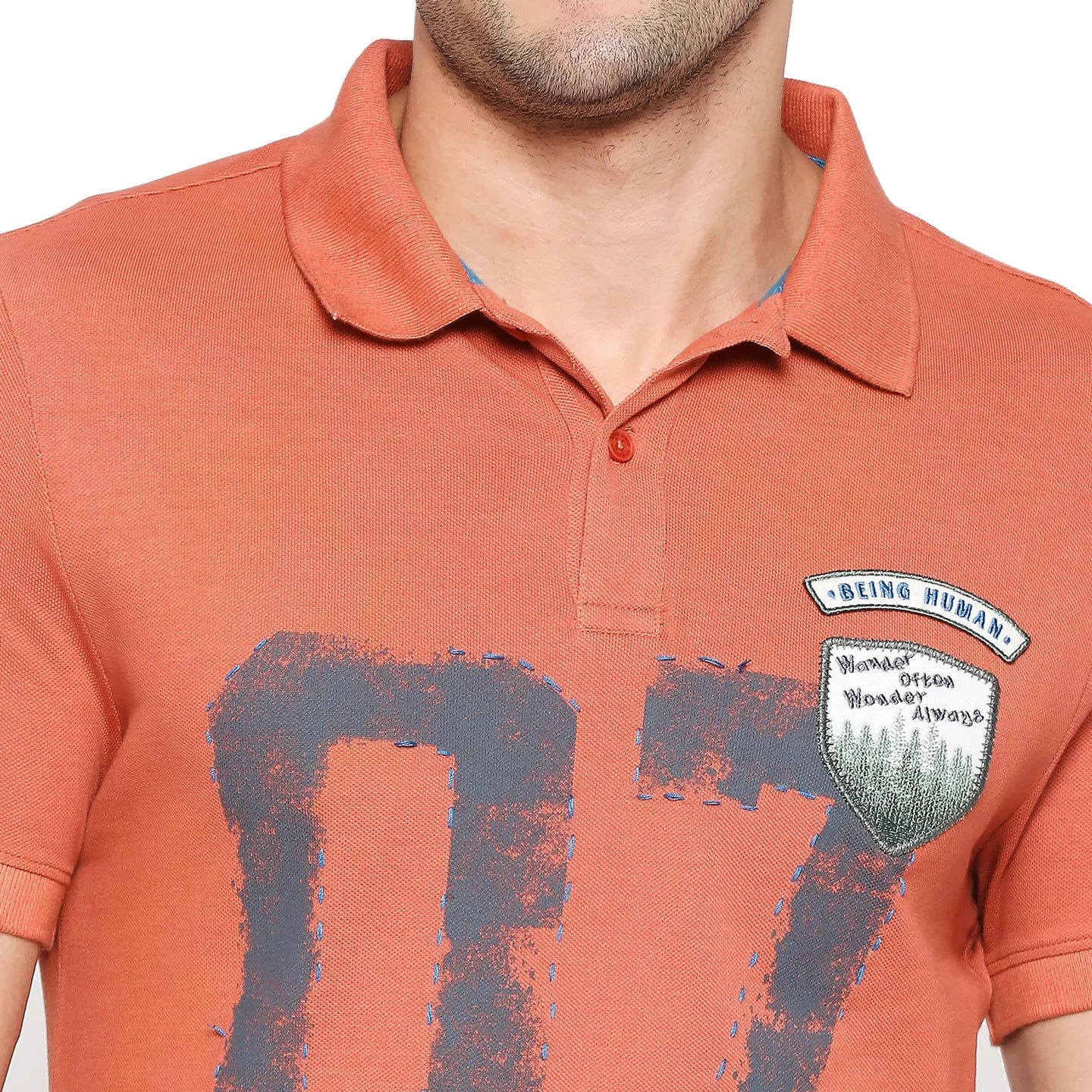 Orange Regular Fit Men's Polo T-Shirt by Being Human Clothing - Image 5