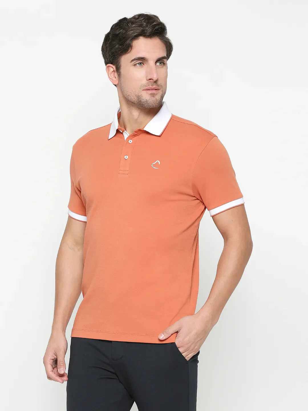 Orange Regular Fit Men's Polo T-Shirt by Being Human Clothing - Image 2
